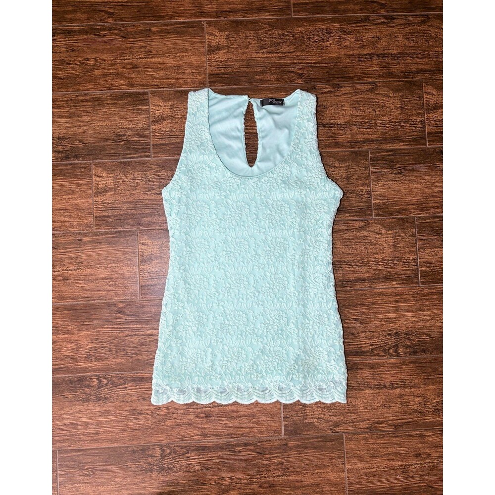 Jane Norman London Mint Green Floral Lace Scalloped Top - UK 12